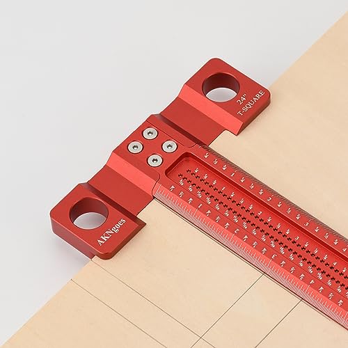 AKNgoes Woodworking Scriber T-Square Ruler 24in with Thoughtful Support Lips, Architect Ruler for Carpenter Work, Layout and Measuring Tools AKNgoes