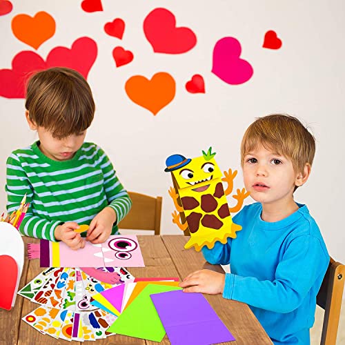 WATINC 9Pack Monster Hand Puppets Art Craft Paper Sock Puppet Toys DIY Making Your Own Puppet Kits Early Learning Classroom Family Storytelling Games WATINC