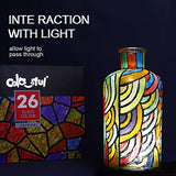 Colorful Glass Paint Kit with 6 Brushes, 1 Palette & 1 Sponge - 30ml/Bottle 26 Colors Permanent Stain Glass Paints for Gallery, Window, Wine Glass Colorful