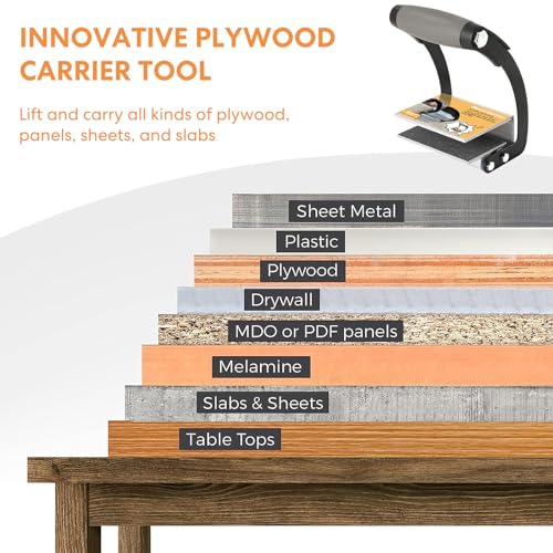 Panel Carrier, Plywood Lifting Tool, Drywall Carrying Tool - Save Effort Wear Resistant Plywood Carriers Tool for Wood, Synthetic Cement Board with 0 Vooric