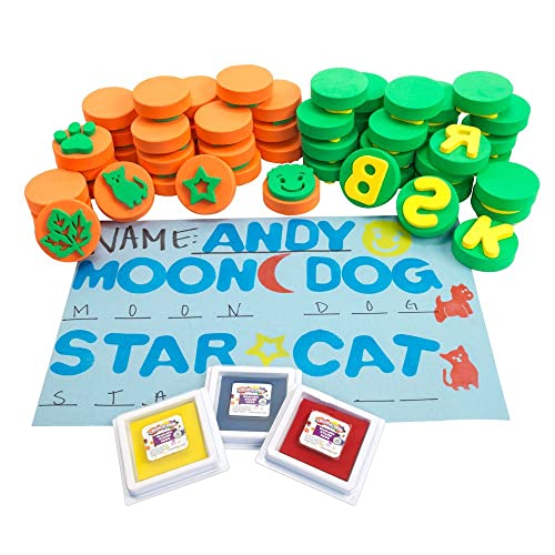 Colorations Stamping Kit, Letters, Numbers Shapes and Stamp Pads Colorations