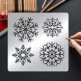 BENECREAT Snowflake Pattern Stainless Steel Stencil Template, 6.14x6.14inch Metal Journal Stencils Templates Tool for Wood Burning Pyrography and BENECREAT