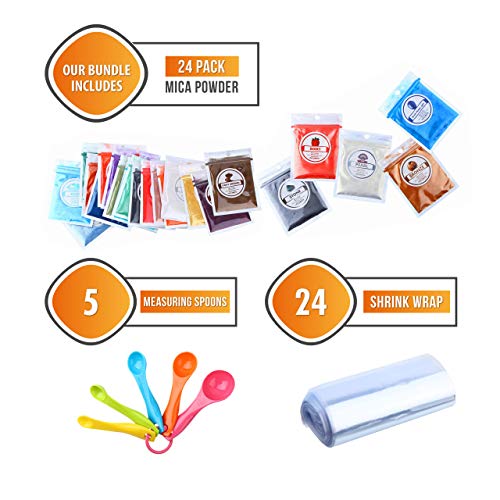 Mica Powder - (24-Pack/ .35 Oz Each) Color Soap Making Epoxy Resin Pigment, Bath Bomb, Candle, Nails Lolo Craft