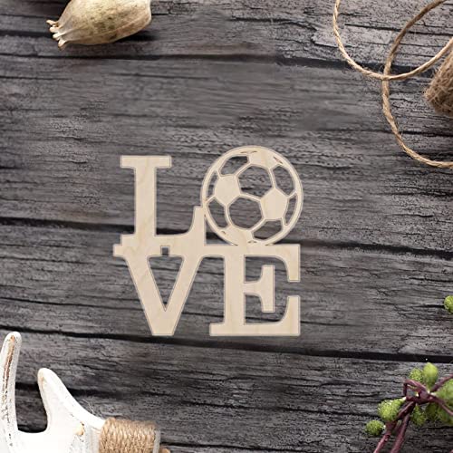 Love Soccer Wood Craft Unfinished Wooden Cutout Art DIY Wooden Sign Inspirational Wall Plaque Rustic Wall Art Decor for Home Laundry Room Kitchen Arupkeer