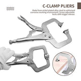 Anxingo 6 Pack Heavy Duty C-Clamp Locking Pliers Set 6” C-Clamps with Swivel Pads for Craftsmen Home Workshop Anxingo