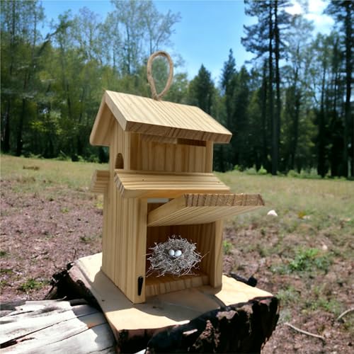 2-Pack Bird House - Outdoor- Bluebird, Finch, Wren, Chickadee, Tree Swallow Bird, Wild Birds, Woodpecker House Easy-to-Open Birdhouse Nesting Box Oojami