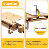 Fetcoi Woodworking Bench Vise - Hard Wood | Dual Guide Rods | 4 Bench Dogs | 2 Clips - Portable Quick Release Front Vise Workbench Wood Vise Work Fetcoi