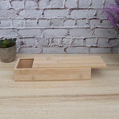 SUPVOX Wooden Pencil Box,Wood Brush Box with Sliding Lid for DIY Artist Tool and Brush Storage -7.4 x 2.8 x 1.2 inches, Rectangle - WoodArtSupply