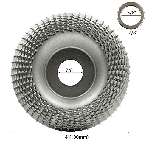 Winbyoan Wood Carving Disc Grinder Shaping Disc 7/8 Inch Bore Wood Tungsten Carbide Grinding Wheel Carving Abrasive Disc for Sanding Carving Shaping Winbyoan