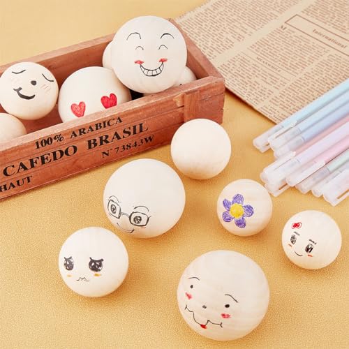 PH PandaHall 12pcs Large Wooden Balls 35/40/50mm Wood Balls Undrilled Wooden Beads Unfinished Natural Wooden Craft Ball for Christmas Tree Wreath
