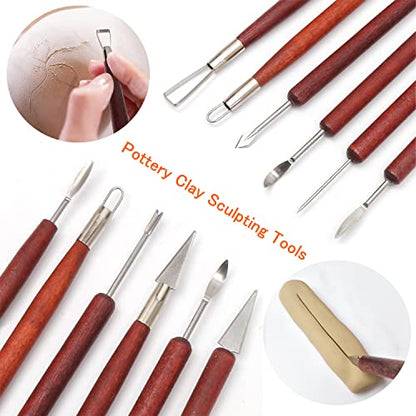 Artzuvs Clay Tools,28pcs Polymer & Pottery Sculpting Tools Set,Ceramic Tools, Modeling Clay Supplies Tools Kit for - WoodArtSupply