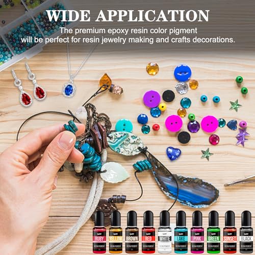 Epoxy Resin Pigment - 30 Colors Concentrated Liquid Epoxy Resin Dye, Transparent Resin Colorant for Resin Coloring, DIY Resin Jewelry Making, Resin - WoodArtSupply