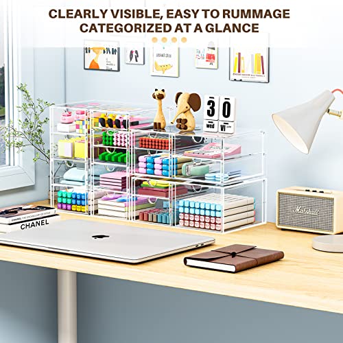 Makeup Organizer With 16 Drawers, 4 Pcs Desktop Office Supplies, Desk Organizers, Clear Desk Accessories, Dustproof Drawer Storage for Make Up, caktraie