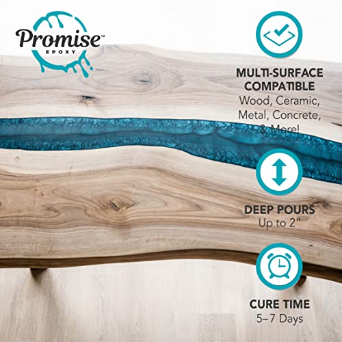 Deep Pour Epoxy Resin Promise - 1.5 Gallon Kit for River Tables & Artistic Castings and DIY Projects | Crystal Clear 2:1 Ratio USA-Made Resin | Low - WoodArtSupply