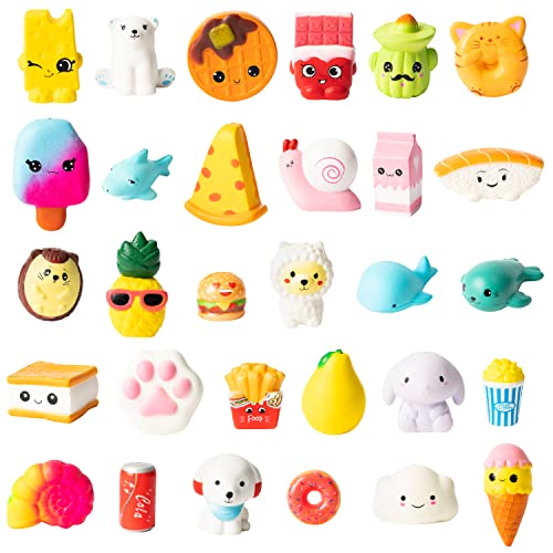 WATINC 25Pcs Jumbo Squeeze Toy and 5Pcs Mini Food Squeeze Cream Scented Donuts Bunny Squeeze Toys for Kids Home Décor Gift, Squeezable Slow Rising - WoodArtSupply