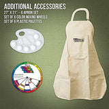 U.S. Art Supply Sip and Paint Art Party Painting Kit - 6 Easels, 12 Paint Tube Set, 12 Canvas Panels, 6 Brush Sets & 6 Aprons U.S. Art Supply