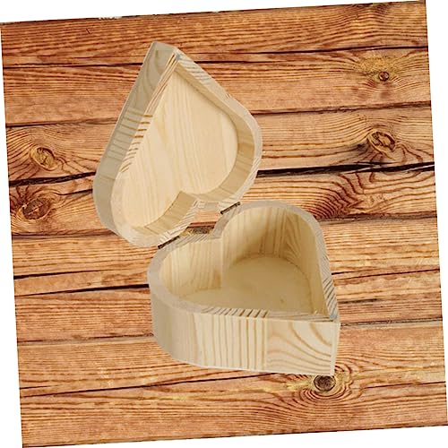 VOSAREA 2pcs Boxes Wooden Soap Flower Boxes Wooden Craft Unfinished Wooden Treasure Chest Retro Hardware Heart-shaped Handmade Box VOSAREA