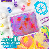 Made By Me Marbling Paint Studio, 25-Piece Marbling Kit for Kids, Make 10 Pour Paint Art Projects, Dip & Paint Marbling Arts & Crafts Kits for Kids, Made By Me