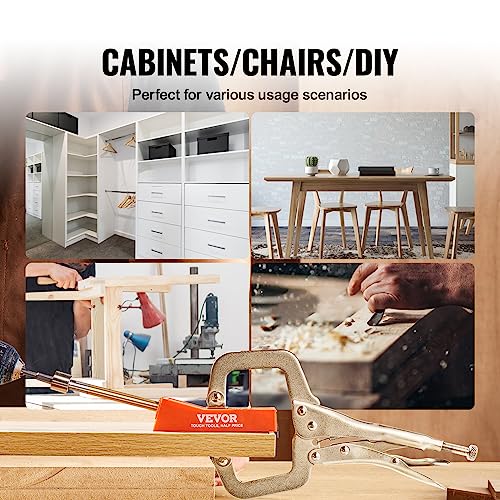 VEVOR Pocket Hole Jig, 56 Pcs Mini Jig Pocket Hole System with 9" C-clamp, Step Drill, Wrench, Drill Stop Ring, Square Drive Bit, and Screws, for DIY VEVOR