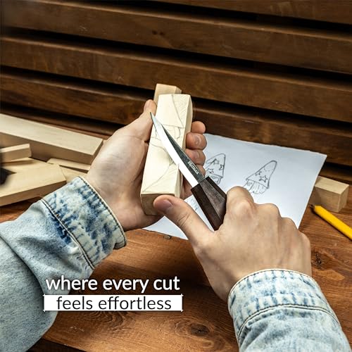 Hutsuls NX-1 Whittling Knife with Leather Sheath - The Carver's Choice, Exquisite Sloyd Knife Wood Carving, Master Craft Wood Carving Knife Hutsuls