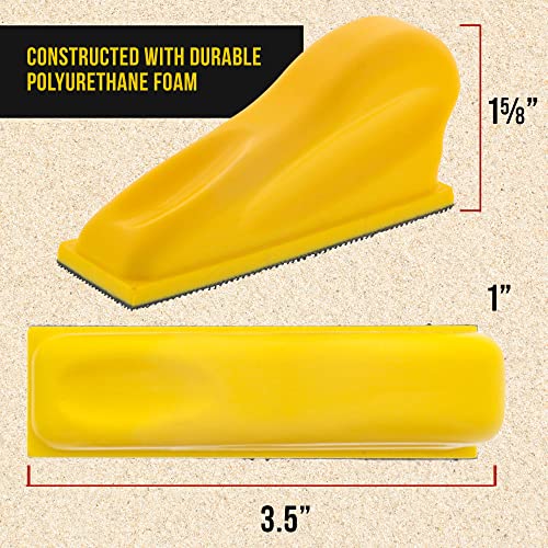 Dura-Gold Micro Hand Sanding Block Kit, 3.5” x 1” Pad, Hook & Loop Backing, 40 Sandpaper Sheets, 5 Each 60, 80, 120, 180, 220, 320, 400, 600 Grit - Dura-Gold