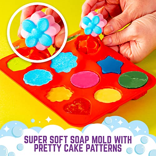 GirlZone Little Artisan Make Your Own Soap Kit, Over 100 Awesome Pieces in One Soap Making Kit to Create 12 Cake Kids Soap with Yummy Scents and GirlZone