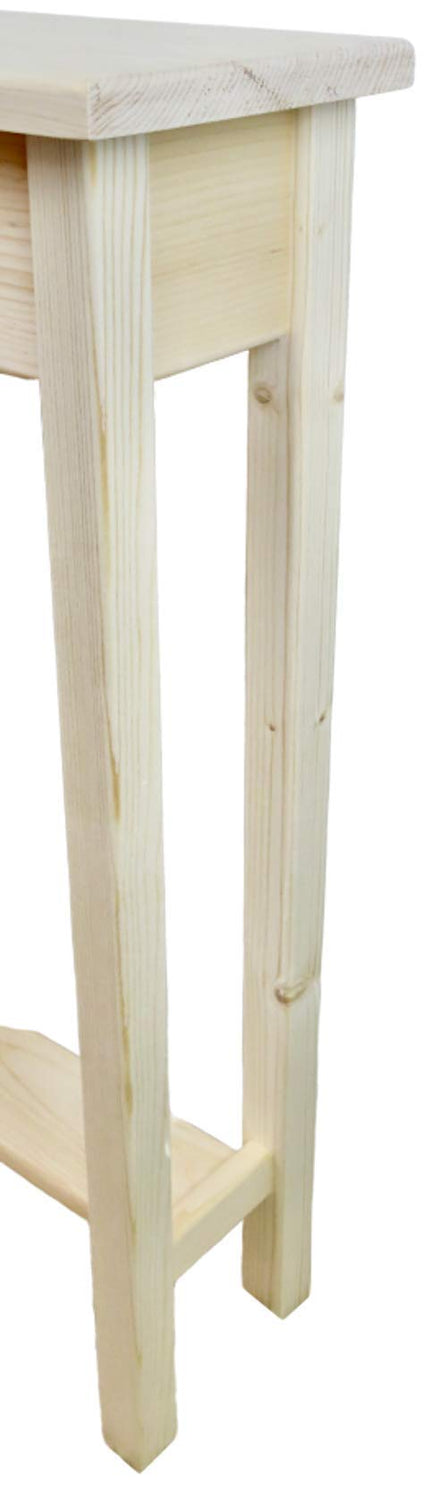 18" Narrow Console Sofa Table - Unfinished Foyer Pine Table With Bottom Storage Shelf Generic