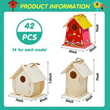 21 Sets DIY Birdhouse Kit for Kids to Build and Paint, Include Unfinished Wooden Bird House, Strips and Colorful Painting Pens for Girls Boys Fun Deekin