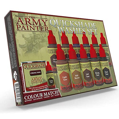 The Army Painter Miniature Paint Set with 11 Nontoxic Quickshade Washes in Dropper Bottles, Rich Pigment Fluid Acrylic Army Painter Speed Paint - WoodArtSupply