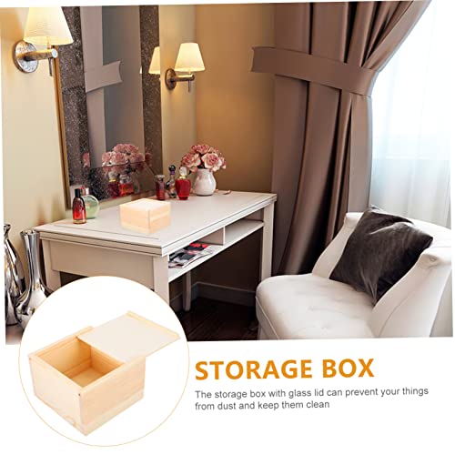 Abaodam 4 Pcs Wooden Storage Box Unfinished Square Jewelry Container Bracelet Stand Ring Holder Wood Crafts Basket Storage Bins Wooden Stand Souvenir Abaodam