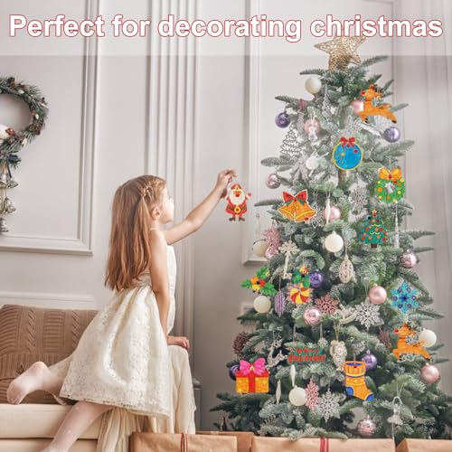 60pcs DIY Wooden Christmas Ornaments, Unfinished Wood Xmas Decorations Paintable Christmas Tree Ornaments for Christmas DIY Crafts PEUTIER