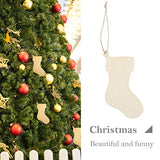 EXCEART 50pcs Wooden Stockings Pieces Socks Shape Wood Chips Craft Unfinished Wooden Cutouts DIY Hanging Ornament Tree Decor for Party Festival EXCEART