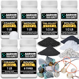 6 in 1 Rock Tumbler Grit Full Function Set – 4 Step Tumbling Grit, 1 Ceramic Refill Media, 9 Varieties Rough Rocks, Rock Tumbler Grit Polish Refill, BAIDOON