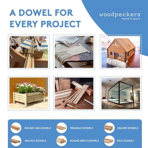 Dowel Rods Wood Sticks Wooden Dowel Rods - 1/2 x 60 Inch Unfinished Hardwood Sticks - for Crafts and DIYers - 2 Pieces by Woodpeckers