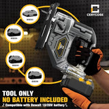 Cordless Jig Saw for Dewalt 18v 20v Max Battery, Jigsaw Tool Brushless,Variable Speed 2900 RPM, Bevel Angle (0°-45°), 3 Orbital Action, LED Light for Cerycose
