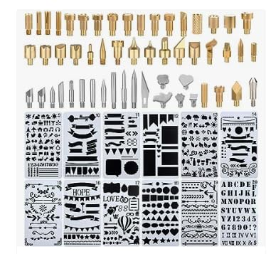 TITA-DONG Wood Burning Tips - Pyrography Wood Burning Kit Without Wood Burning Tips Only Wood Burning Letters DIY Drawing Template Carving Engraving Craft Tools for Woodworking, Leather(#1)