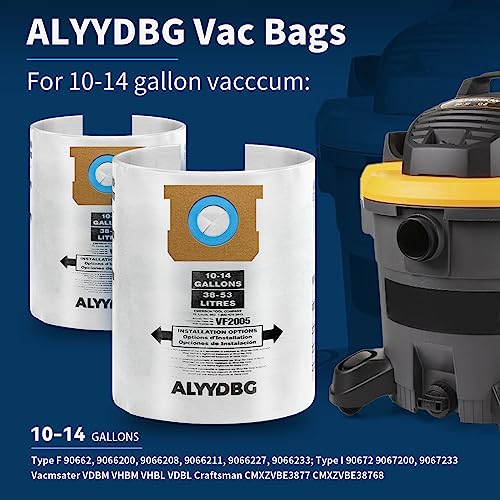 3 Pack Shop Vac 10-14 Gallon Bags. ALYYDBG Type F 90662 9066200 9066233, Type I 90672 9067200 9067233, VF2005, CMXZVBE3877, CMXZVBE38768 Disposable ALYYDBG