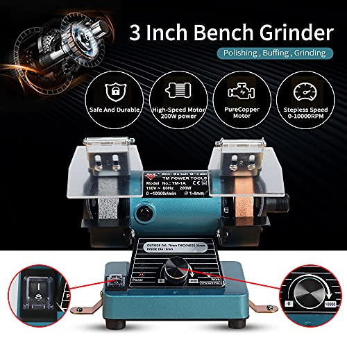 LIBAOTML Mini Bench Grinder with Variable Speed for Polishing, Buffing, and Jewelry Making, Small Bench Polisher and Professional Lapidary Equipment LIBAOTML