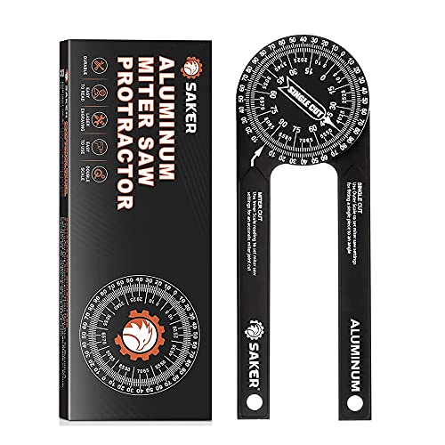 Saker Miter Saw Protractor|7-Inch Aluminum Protractor Angle Finder Featuring Precision Laser-Inside & Outside Miter Angle Finder for Carpenters, Saker