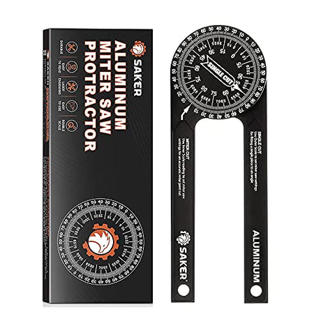 Saker Miter Saw Protractor|7-Inch Aluminum Protractor Angle Finder Featuring Precision Laser-Inside & Outside Miter Angle Finder for Carpenters, Saker