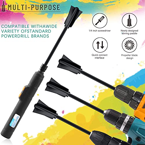 Resin Mixer Paddles, Suzzam 6 Pcs Epoxy mixing paddle Paint Stirrer for drill, Reusable Paint Mixer for Resin, Silicone Mixing, Paint Suzzam