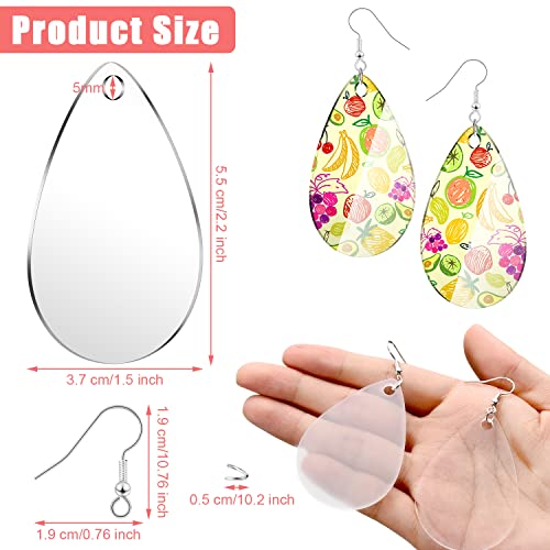 Hicarer 168 Pieces DIY Earrings Making Kit Includes Transparent Teardrop Pendants Clear Acrylic Earring Blanks Hooks and Open Jump Rings for Earrings Hicarer