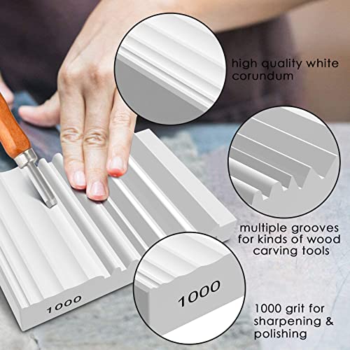 DDF iohEF Wood Carving Sharpener, 1000 Grit Whetstone with More Grooves Sharpening Stone for Woodworking, Wood Carving Tools, Chisels and Gouges DDF iohEF