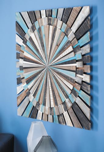Deco 79 Wood Starburst Handmade Carved Wall Decor, 36" x 1" x 36", Multi Colored Deco 79
