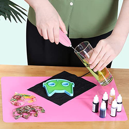 4 Pieces Epoxy Resin Stirrer Handheld and Silicone Mats, Heating Mat with USB Interface