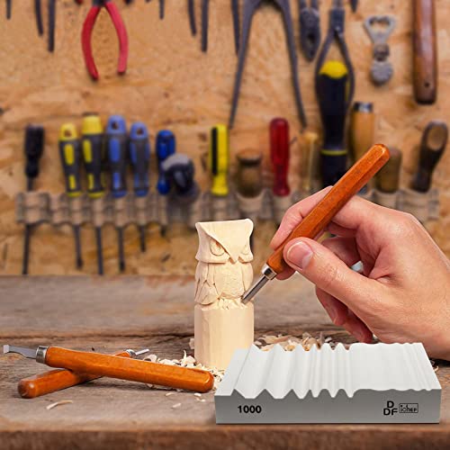 DDF iohEF Wood Carving Sharpener, 1000 Grit Whetstone with More Grooves Sharpening Stone for Woodworking, Wood Carving Tools, Chisels and Gouges