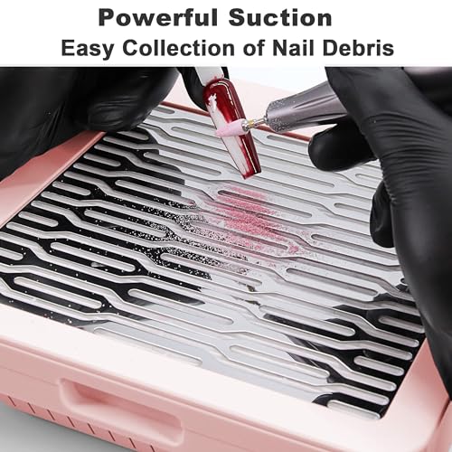 AONOLOVO Nail Dust Collector, Adjustable Suction, Powerful Nail Vacuum Fan Dust Collector Manicure Machine, Dust Collector Nail Tech Salon Use, Pink AONOLOVO