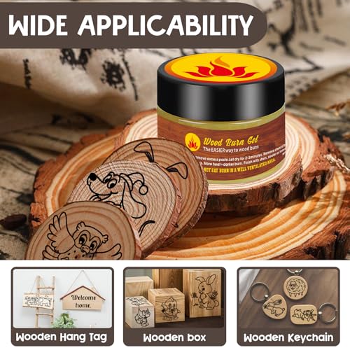 1DFAUL Wooden Burning Paste, 4 OZ Wood Burn Gel with Silicone Squeegee for Crafting, Drawing and DIY Arts, Create Beautiful Art in Minutes, 1DFAUL