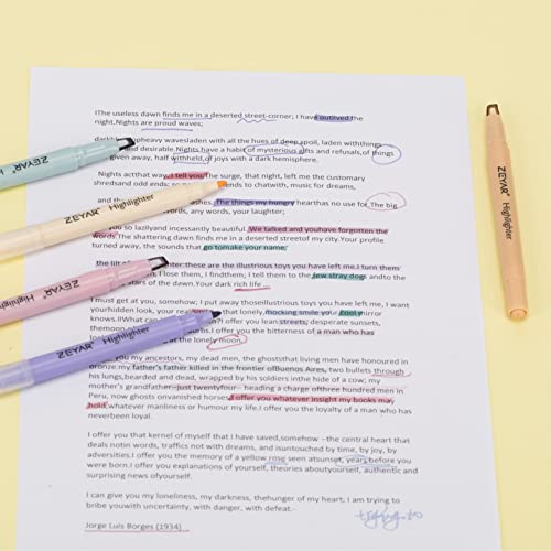 ZEYAR Clear View Highlighter Pen, See-Through Chisel Tip & Fine Tip, Dual Tips Marker, Water Based, No bleed, Quick Dry (12 Cream Colors) - WoodArtSupply