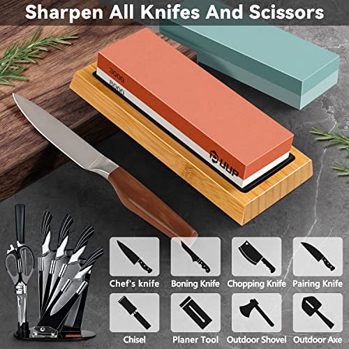 KEENBEST Sharpening Stone Whetstone Set 2 Side Grit 400 1000 3000 8000  Professional Kitchen Knife Sharpener Stone Kit Wet Stones for Sha